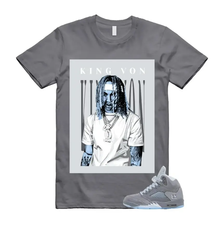 Charcoal Shirt to match AJ 5 Wolf Grey, 5 Wolf Grey Ice Blue Light Graphite White Icy T Shirt, Wolf Grey 5s Outfit, 100% Cotton, Casual Everyday Wear