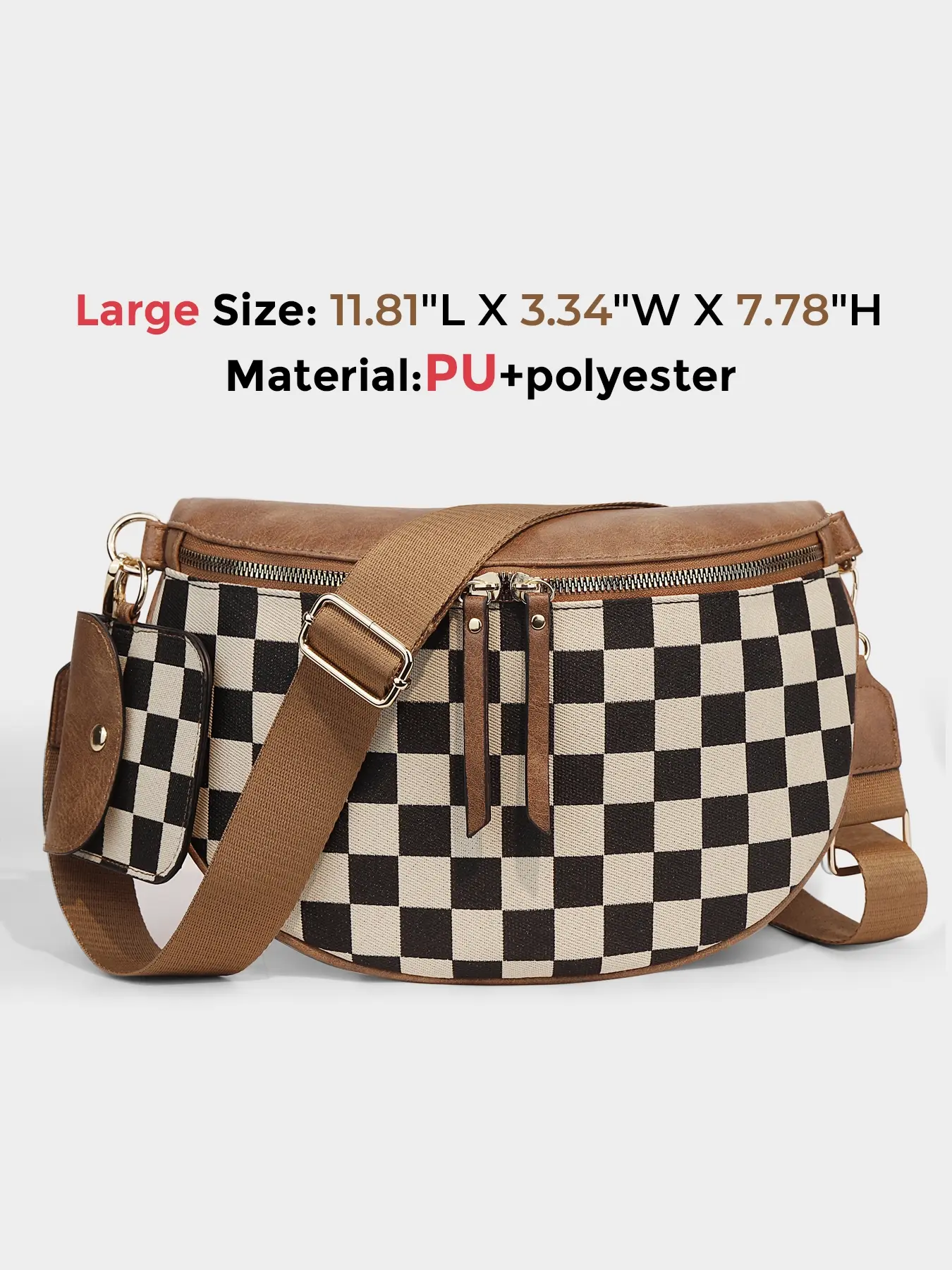 Large - Checked Brown (PU)