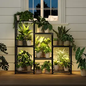 Bamworld Black Plant Stand Outdoor Metal Plant Shelf for Multiple Plants 3 Tiers Ladder Plant Holder Waterproof for Garden Living Room Patio Modern Home Decor Gardening Gifts