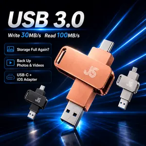 Phone Photo Backup Flash Drive with iOS Adapter, USB-C + USB-A for iPhone, Android & PC