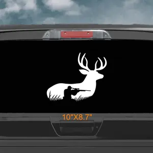 Deer buck hunting hunter silhouette car decal, hunting nature lover sticker, wildlife decal, outdoor adventure decor, hunting enthusiast