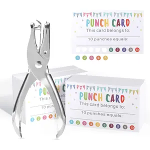 Punch Cards, 200 Pack Reward Punch Cards with Hole Puncher, Behavior Incentive Award for , School Classroom Teachers  Business Loyalty Cards 3.5" x 2" (Flags)