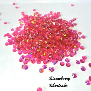 Transparent / Translucent Jelly Rhinestones 1000pcs - 5MM and 4MM sizes- Non-Hotfix flatback Resin AB - SS20, and SS16 - STRAWBERRY SHORTCAKE