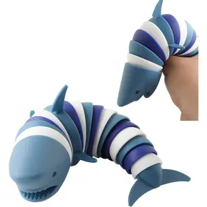 Fidget Slug Toy,3D Articulated Stretch Shark Stress Reliever Hand Toy, Sensory Stress Relief Toys for Adults and Kids, Pressure Relieving and Anti-Anxiety Office Desk Toys(Multi-Color)