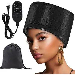 Hair Steamer Heat Cap for Deep Conditioning, Thermal Steam Cap for  Hair  Use with 10 Modes 3 Timer Settings  Black Extended Cord for  Hair Care, Black