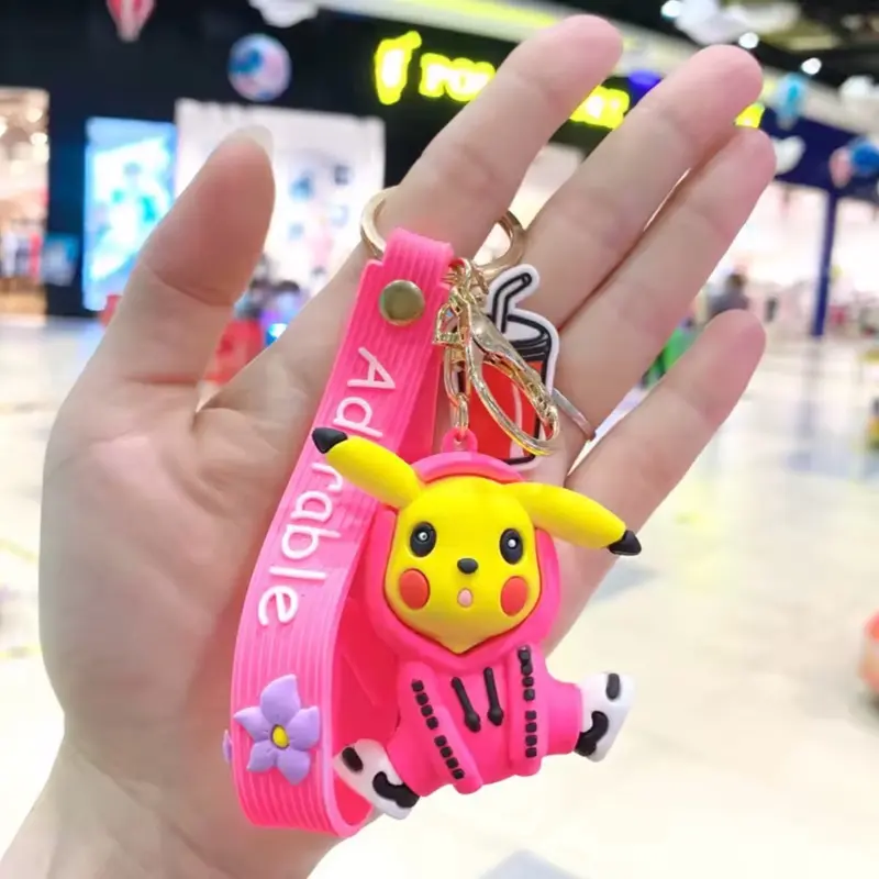 Pikachu in Clothing Pokemon Keychain Version 2 Pink Hoodie