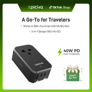 Epicka Air 40W GaN Portable Foldable Travel Plug Adapter - 5-Ports, Fast Charging for Electronic Devices