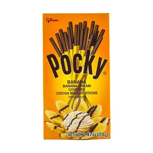 GLICO Chocolate Banana Pocky Cookie Sticks - Chocolate Cookie Sticks with Banana Cream, 2.47oz