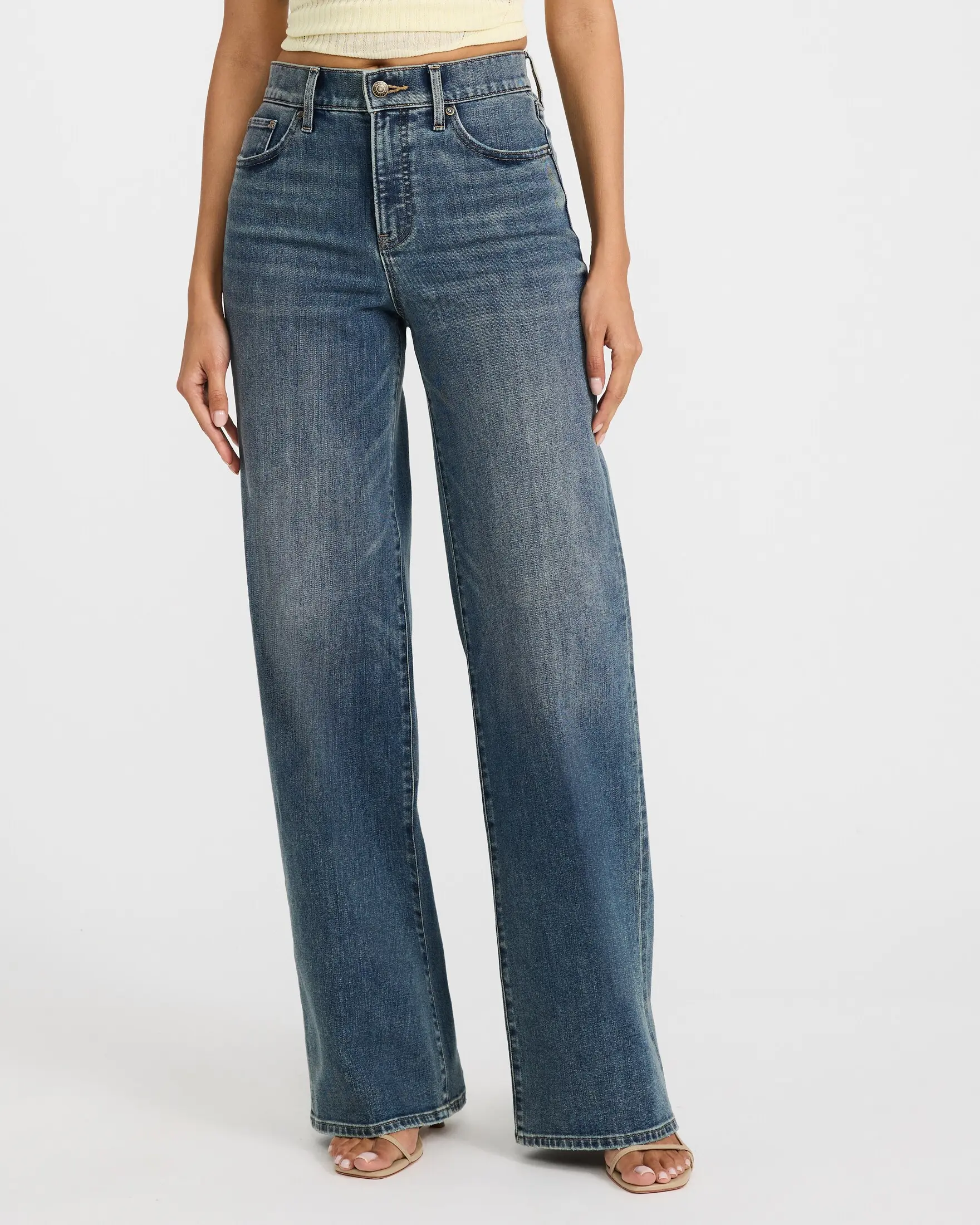 Express High Waisted Wide Leg Dark Wash Jeans