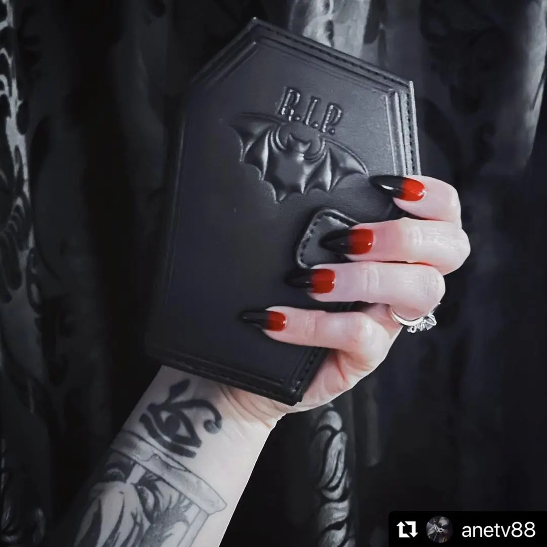 kreepsville 666 Gothic Embossed RIP Bat Spooky Coffin Wallet