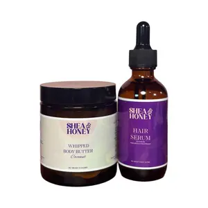 Coconut Care Bundle- Whipped Butter+Hair Serum Moisture Organic Hydrating Moisturizer Comfort Argan Cocoa Coconut Scent