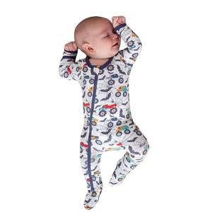 bestaroo batty wheels footie – super soft bamboo baby pajamas, dual zipper, fold-over mittens, nb-0-3m, cozy year-round loungewear