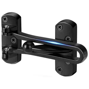 【Black】Swing Bar Door Lock Latch - Door Security Sliding Bars for Home Hotel Child Proof Safety Locks Reinforcement Door Stopper Door Guard for Indoor and Front Gate Thicken Solid Aluminium Alloy
