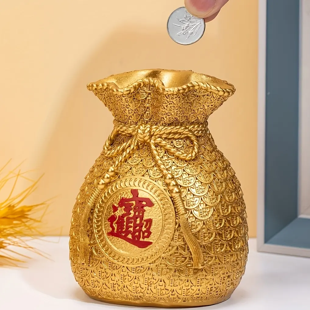 1 piece Chinese-style money pouch/money box can be used as a decorative item, cute decorative item, decoration for home living room, bar, café, room decoration, desktop display decoration item, Feng Shui Ornaments