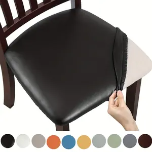 4/6pcs Waterproof PU Leather Dining Chair Slipcovers Removable Chair Seat Cover Cushion Cover For Dining Room, Kitchen, Hotel, And Home Decor
