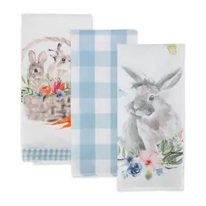 Design Imports Floral Bunnies Set of (3) Kitchen Towels