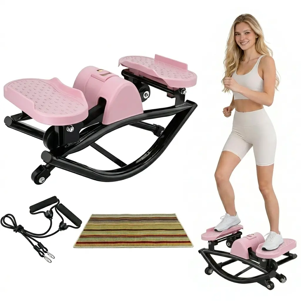 3D Motion Adjustable At-Home Stepper - Home Gym Workout Equipment, Multi-Muscle Training Stepper with Resistance Glute Bands, Body Balance Board for Arm & Thigh Training, At-Home Steppers