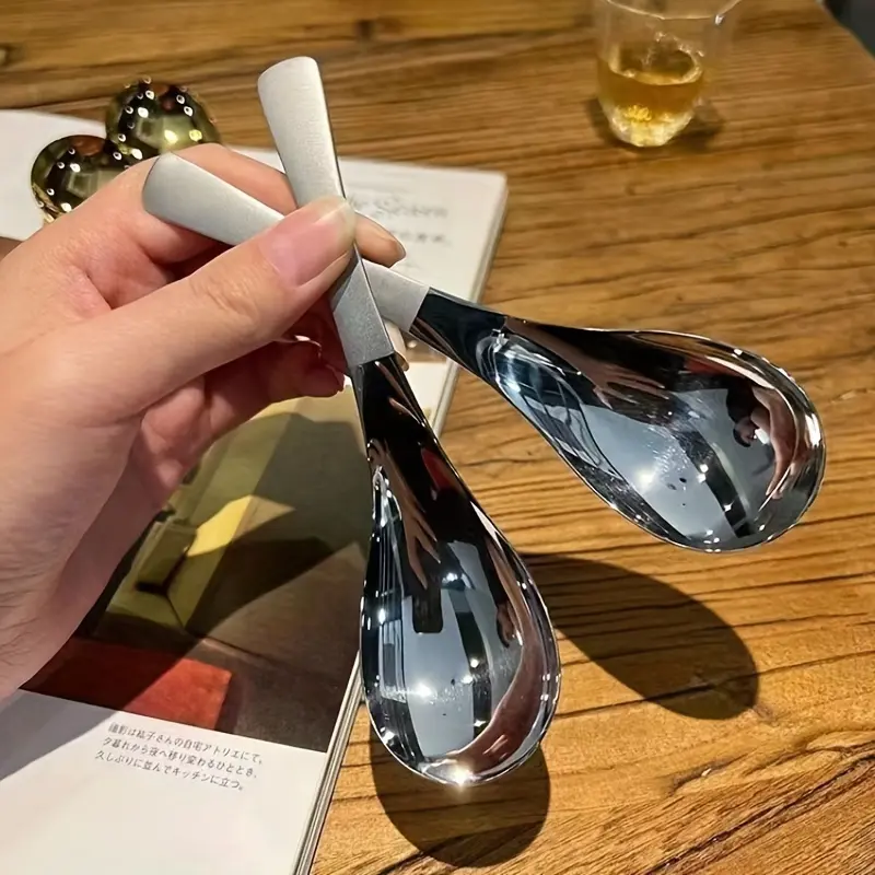 Stainless Steel Spoon Korean Spoon Dinner Spoon Household Thickening Spoon Dessert Spoon Kitchen Seasoning Spoon