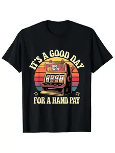 Men'S & Women'S Cotton T-Shirt Slot Machine Slots Day Handpay Hand Pay for Men Women Gift, Unisex, Hot selling items, Soft, Breathable, Lightweight - Crew Neck, Regular Fit - Machine Washable, Comfortable Cotton Crew Neck Short Sleeve Graphic Print T-Shir