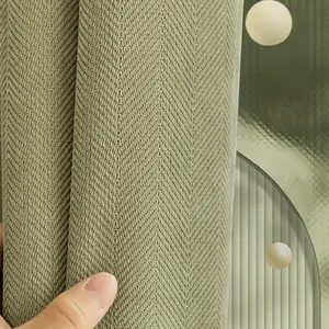 1pc Modern Minimalist Chenille Herringbone Curtains | Grommet Top High Blackout, Textured Fabric + Heavy Drape | Perfect for Minimalist/Wabi-sabi Spaces, Enhance Texture Decor