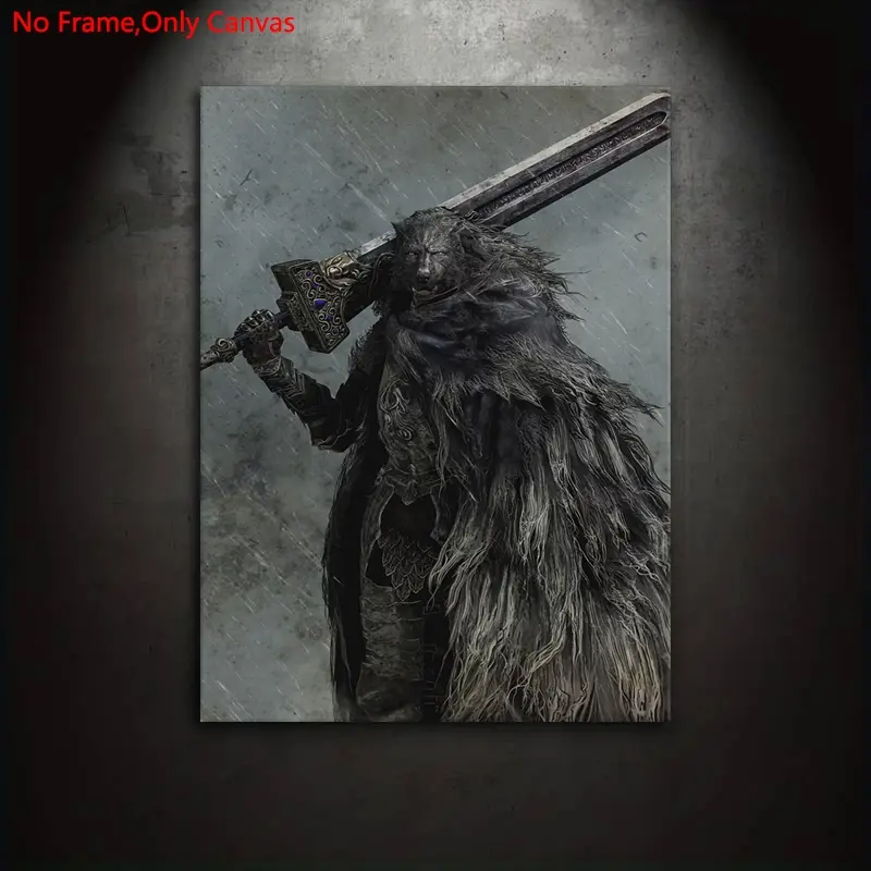 1 piece/set of unframed canvas print posters, Hanging, classic vintage art, Lands Between Blaidd the Half-Wolf, perfect gift for video game lovers, ideal gift for bedroom, living room, kitchen, dormitory hallway, mural, wall decoration, room decoration