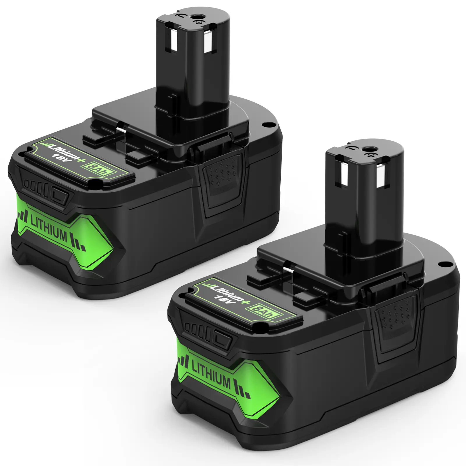 2 Pack 8000MAh Replacement Ryobi 18V Batteries with Indicator Light for Li-Ion MAX P102 P103 P104 P105 P107  P109 P108 P122 Series Power Tools