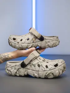 Men's Camouflage Thick Sole Hole Shoes, Outdoor Breathable Non-Slip Water Shoes, Comfortable Soft Bottom Slippers for Home Use