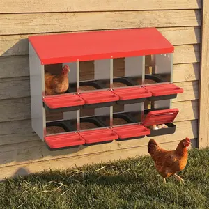 3/6/8-Hole Chicken Nesting Box with Removable Lid, Metal Chicken Coop with Roll Away Design/Easy Egg Collection/Ventilation Holes, for Chicken Coops, Duck Coops and Hens