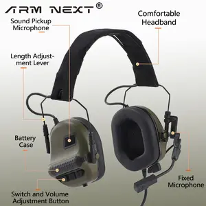 Head mounted tactical shooting headphones PTT connected intercom military noise reduction hearing protection tactical earmuffs specifically designed for hunting and military activities