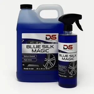 Blue Silk Magic Tire Dressing - Solvent-Based Treatment for Tires, Rubber Trims, Bunmpons & Molding - Rich Black Color Restoration with Juicy Fruit Scent