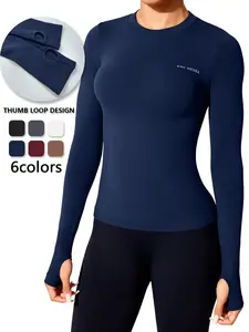 Women's Running Training Gym Workout Long Sleeve T-Shirt, Thumb Hole Yoga Tight Fit Sport Top, gym tops, High Stretch Quick Dry Yoga Clothes, athletic sports clothing, Sports Tee, High Stretch Activewear