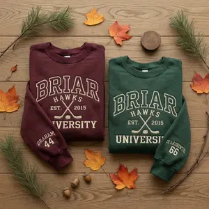 Embroidered Briar University Hockey Shirt, Briar University Off Campus Series Hockey Sweatshirt, Bookish Gift, Di Laurentis 66 and Graham 44