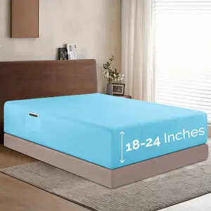 Mocassi Extra Deep Pocket 18"-24" Single Fitted Sheet for High Mattress, Bright Shades