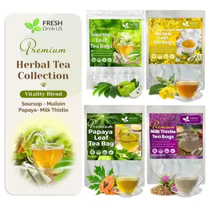 【FreshDrinkUS】 Premium Herbal Tea Collection Vitality Blend Soursop Mullein Papaya Milk Thistle