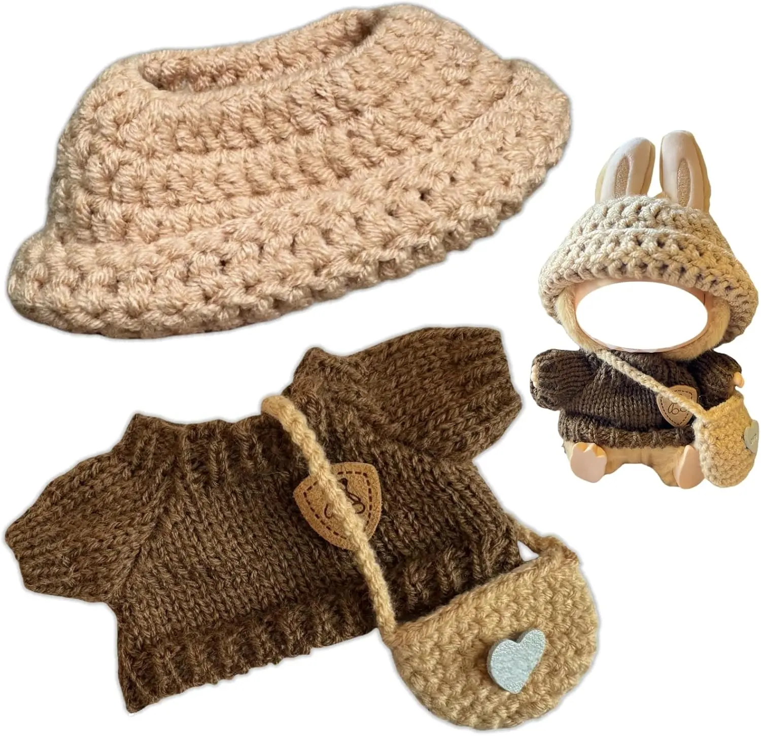 Clothes for Labubu, 17cm Clothes Set for Labubu, Exquisite Accessories for Doll, Cute Clothes for Dolls Dress up Unique Style (Knitted)