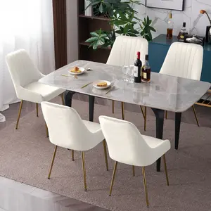 MOJAY Velvet Dining Chairs Set of 2-4, Modern Dining Room Chairs with Gold Metal Legs, Upholstered Kitchen Armless Chairs, High Quality Fabric, Ergonomic Design, Comfy Vanity Chairs for Living Room