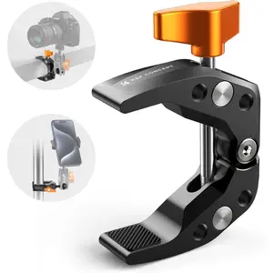 K&F CONCEPT Camera Mount Clamp, Super Crab Clamp with 1/4" Thread Holes, 60mm Max Opening for Round Pipe Flat Surface, Monitors, LED Lights, and Other Photographic Accessories