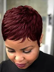 Short Burgundy Pixie Cut Wigs, Curly Bob Wig, Kinky Curly Wig, 99j Wine, All-Season Wear, Perfect for Daily Use & Stylish Looks