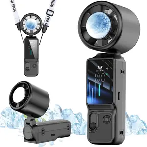 3-in-1 Portable Cooling Fan with Active Cooling Technology, 16,000 RPM, 100-Speed Touch Control & LED Display, Type-C Fast Charge, Neck Strap & Stand – for Travel, Office, Outdoor