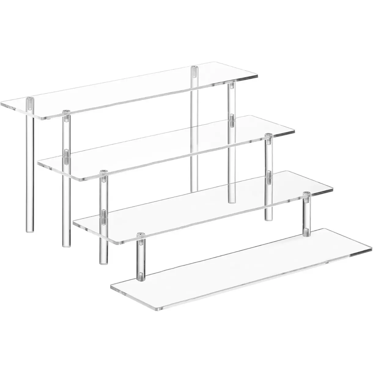 4 Tier Acrylic Perfume Organizer Stand, Clear Display Risers for Perfume, Cologne, Cosmetic, Skincare, Funko POP, Dessert Display, Cupcake Stand Holder