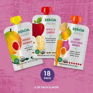 Fruit Forward Variety Pack – Apple & Ginger, Curry Vegetable Mango, Mango Paprika, 100% Organic & Baby Food Purée