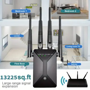 WiFi Extender Signal Booster, Covers 13225 Square Feet and 130 Devices, Dual Band 2.4G , 1200Mbps Wall-Penetrating WiFi Booster, with Ethernet Port and AP Mode
