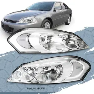 CROSSDESIGN Clear Chrome Headlights Headlamps Fit For 2006-2013 Impala/2006-2007 Monte Carlo