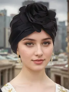 Women's Casual Fashion Large Flower Ball Headscarf Hat Sleep Cap, Hijab Scarf, Stylish and Comfortable, Perfect for Daily Use, 1 Piece