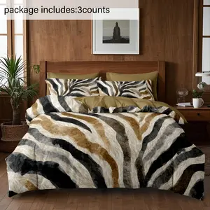 Digital Print Sheet Set Includes One Fitted Sheet and Two Pillowcases, Unique Zebra Design, All-Season Comfortable Bedding, Soft Bedding Set, Bedroom Bedding Set