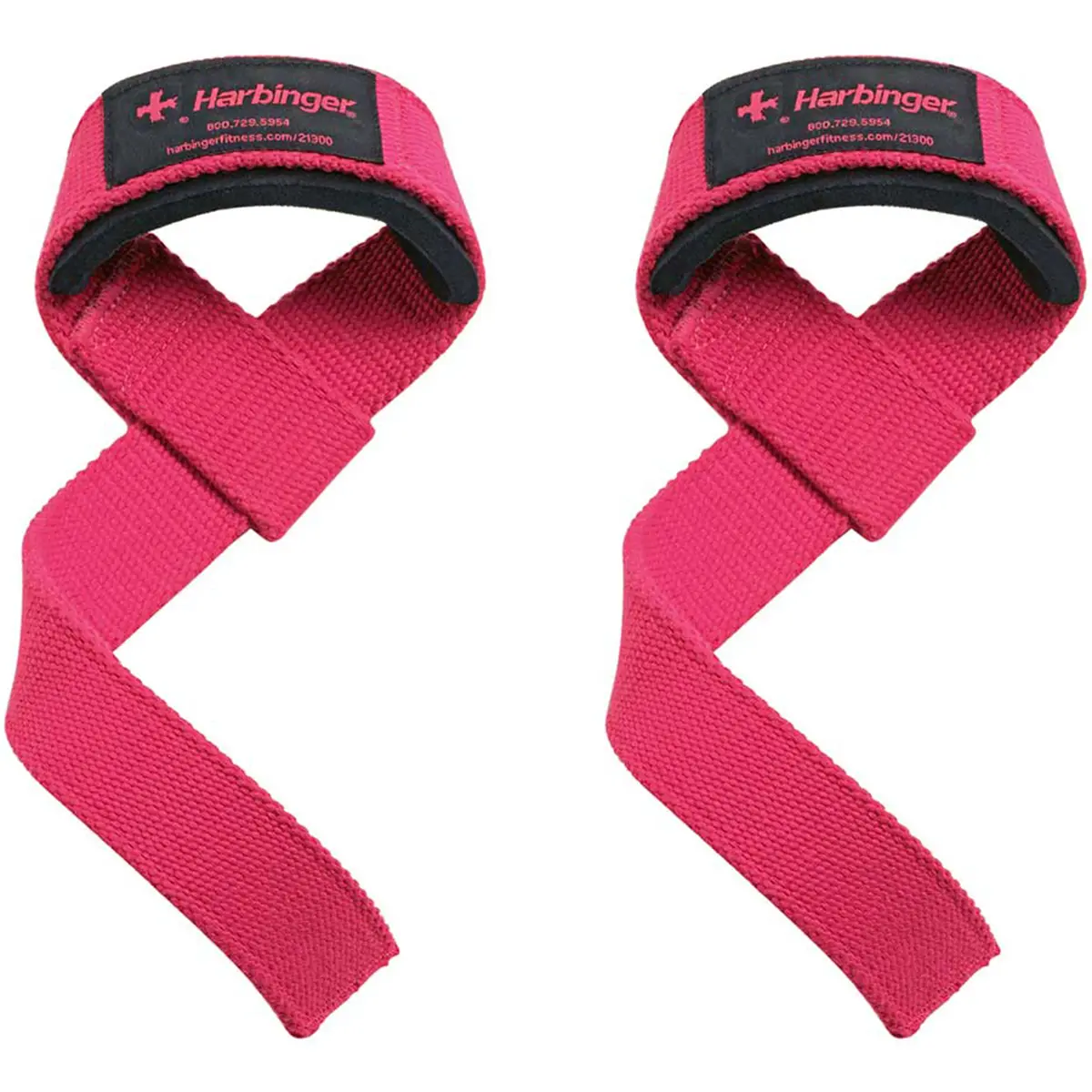Harbinger Women's Padded Cotton Weight Lifting Straps - Pink, Lifting Wrist Straps, Workout Equipment