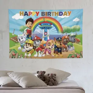 Paw Patrol Backdrop Party Decoration Kids Girs Boy Birthday Photography Background Puppy Event birthday decorations backdrop tapestry
