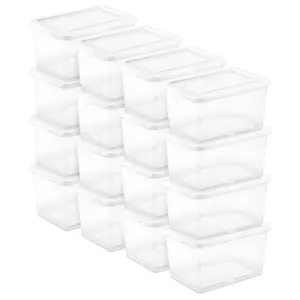 Sterilite 20 Qt Storage Box, Stackable Plastic Container Home Organizer, 16 Pack