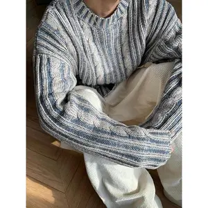 Autumn–Winter Knit Sweater, Unisex Casual Colorblock Long-Sleeve Pullover, Thick Fitted Warm Sweater for Men and Women