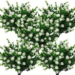 30/20/10 Bundles Artificial Fake Flowers, Faux Outdoor Plastic Plants UV Resistant Shrubs Outside Indoor Garden Porch Window Box Decorations